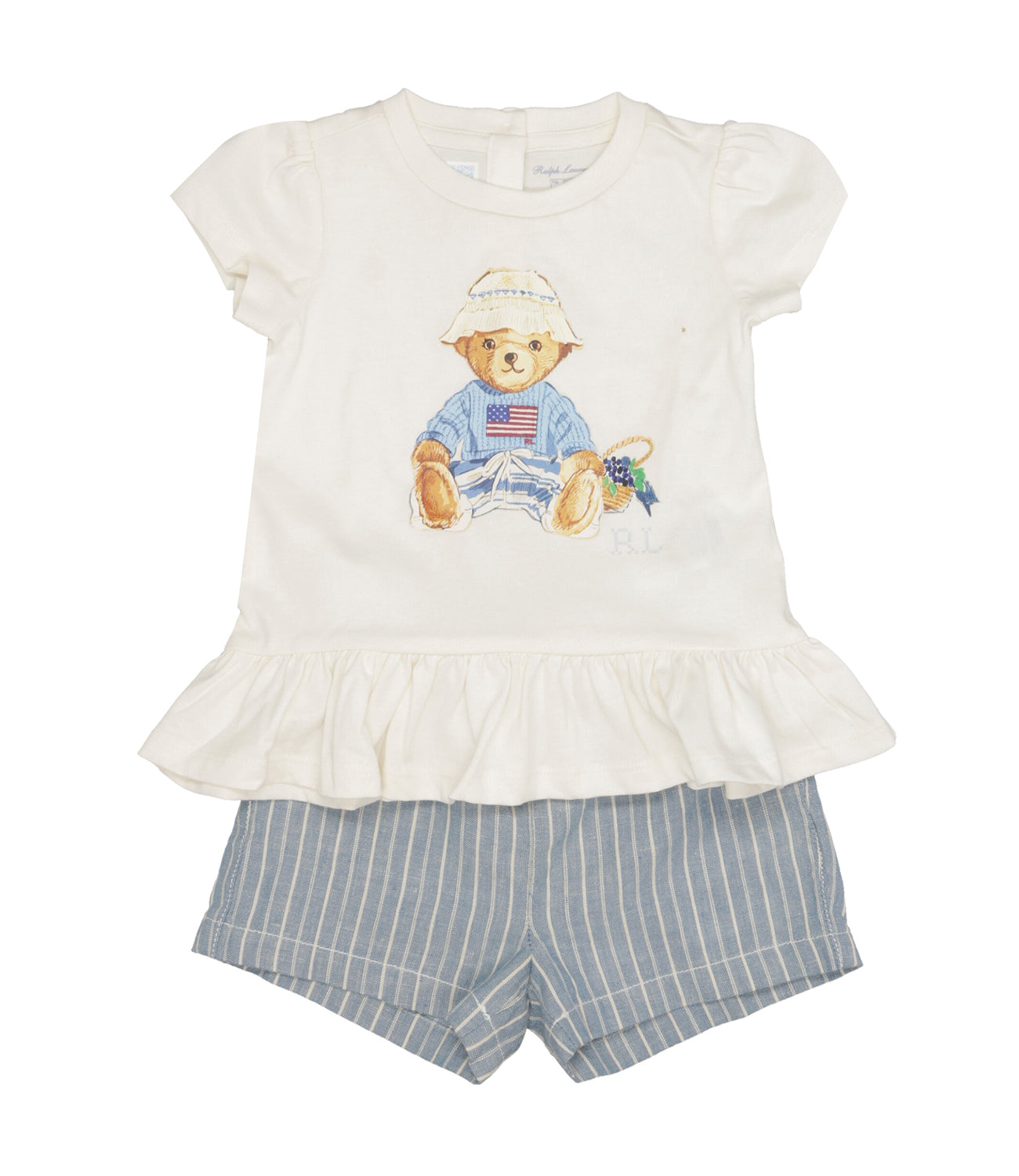 Ralph Lauren Childrenswear | Set Maglia Bermuda Bianco Celeste