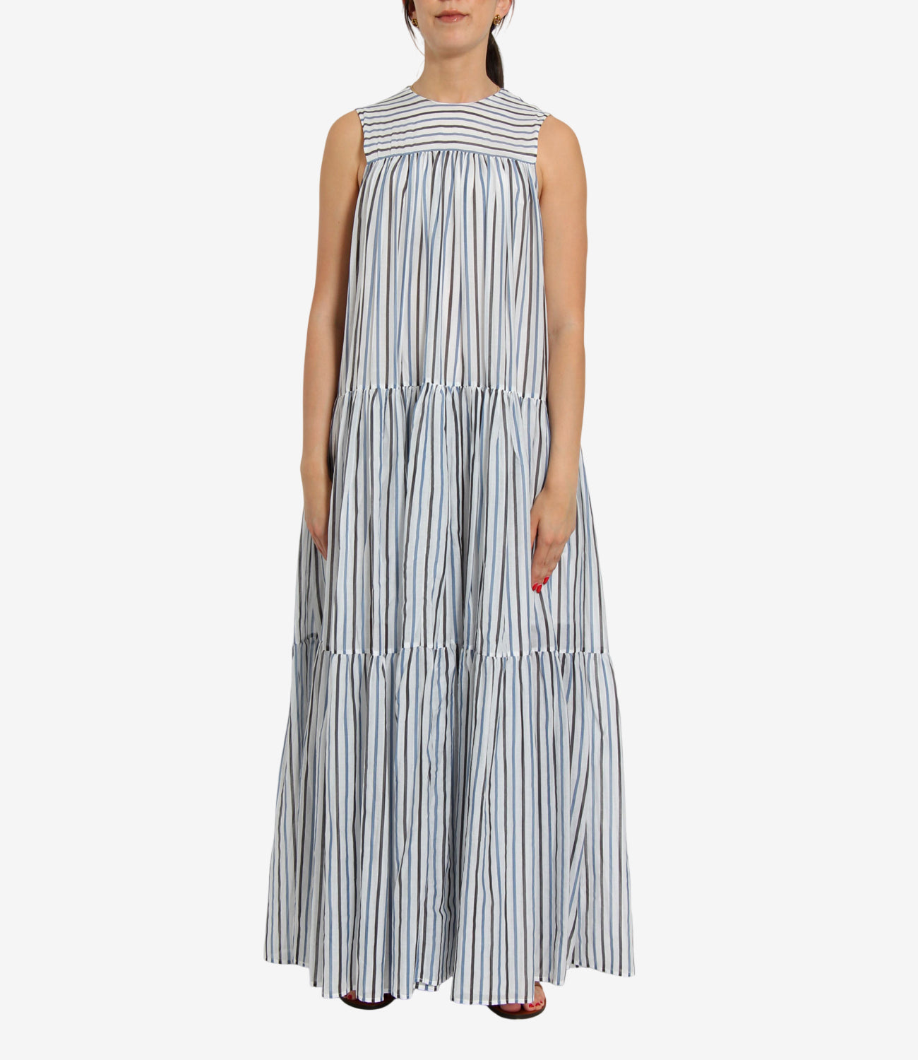 Semicouture | Abito Luigia Bianco Azzurro Cioccolato