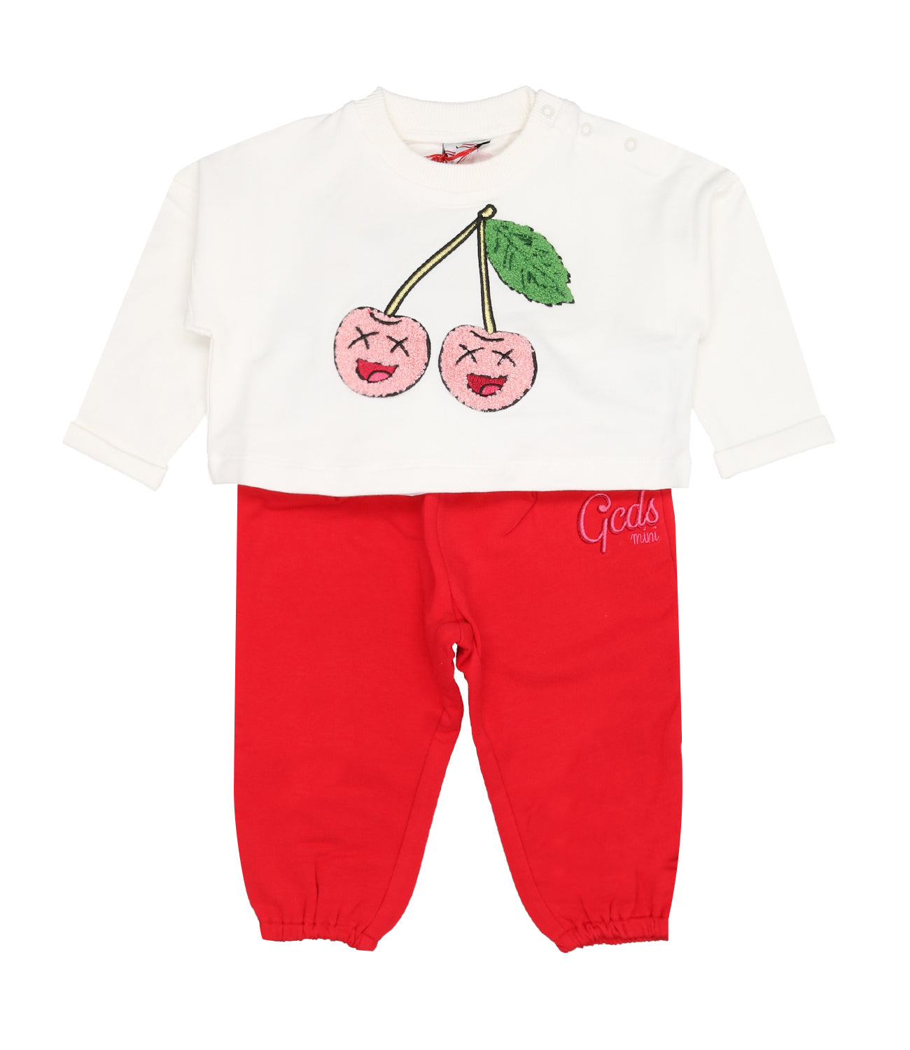 GCDS Mini | Set Felpa e Pantalone Rosso e Bianco