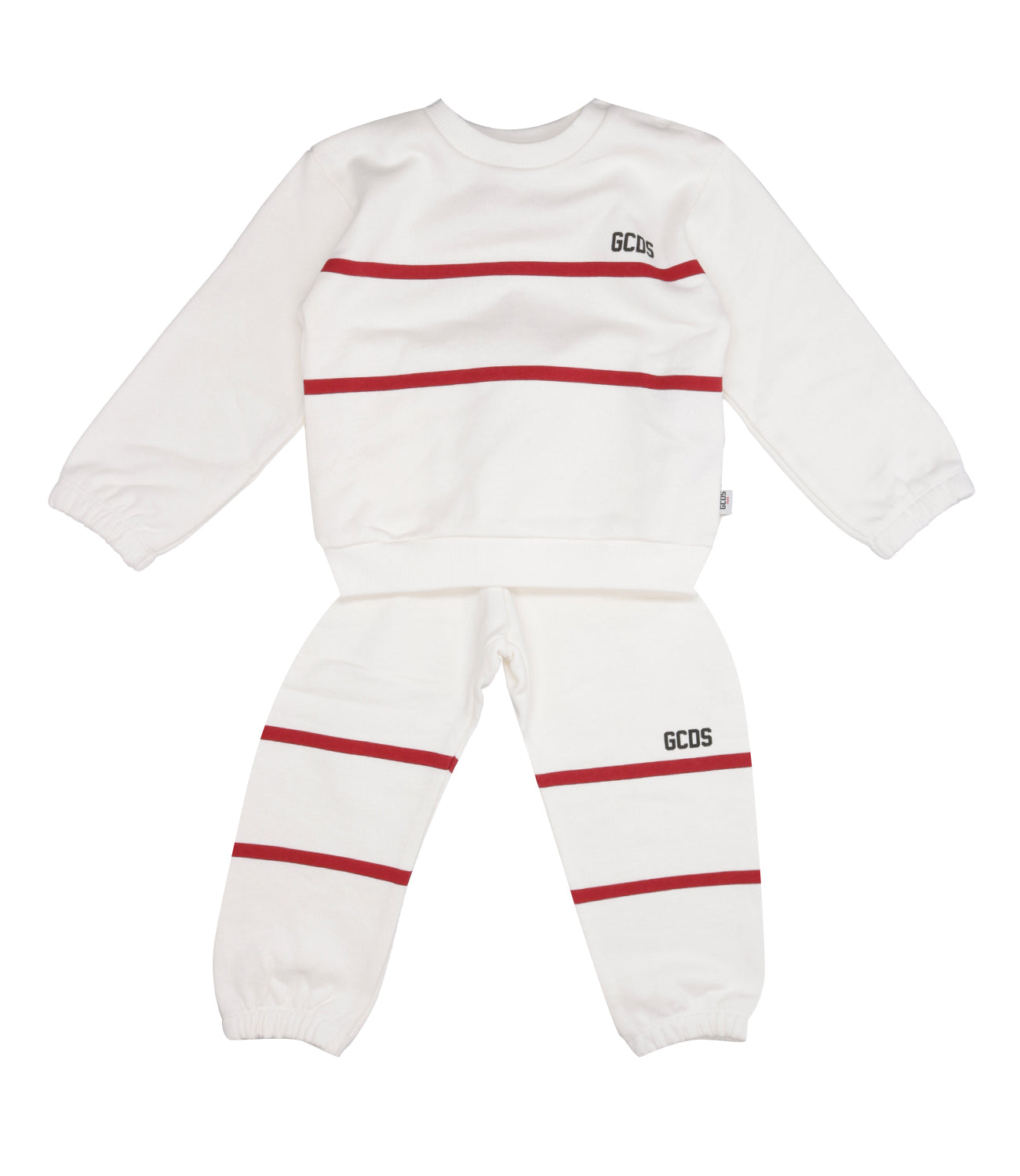 GCDS Mini | Set Felpa+Pantalone Panna e Rosso