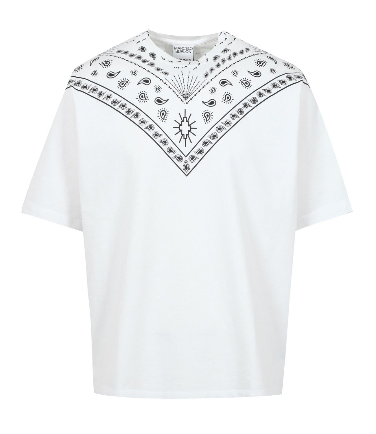 Marcelo Burlon | T-Shirt Bandana Over Bianco e Nero