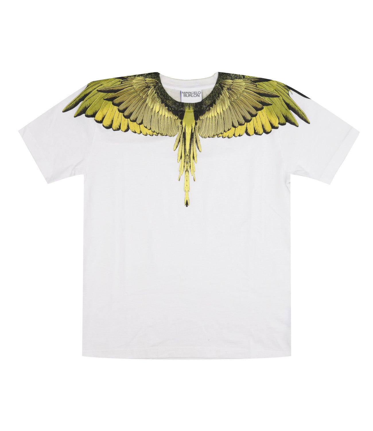 Marcelo Burlon Kids | T-Shirt Icon Wings Bianco e Limone
