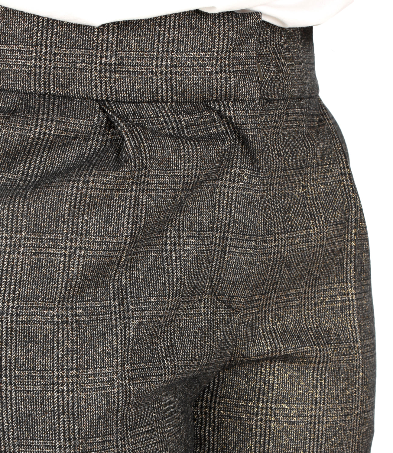 Pantalone "Soft Volume" in sparkling glen check di lana vergine