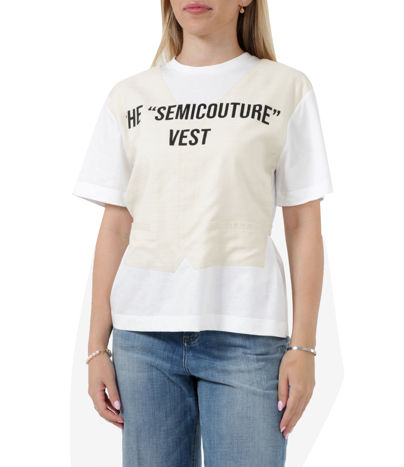 Semicouture | T-Shirt Eulalie Naturale e Bianco