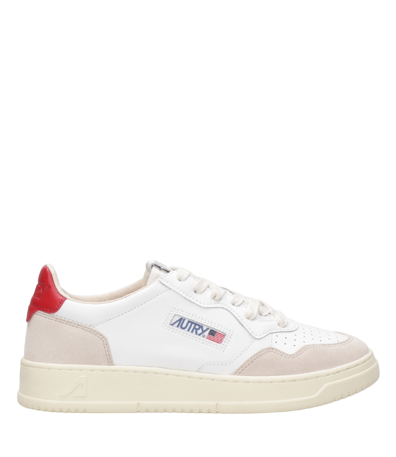 Autry | Medalist Low White and Red Sneakers
