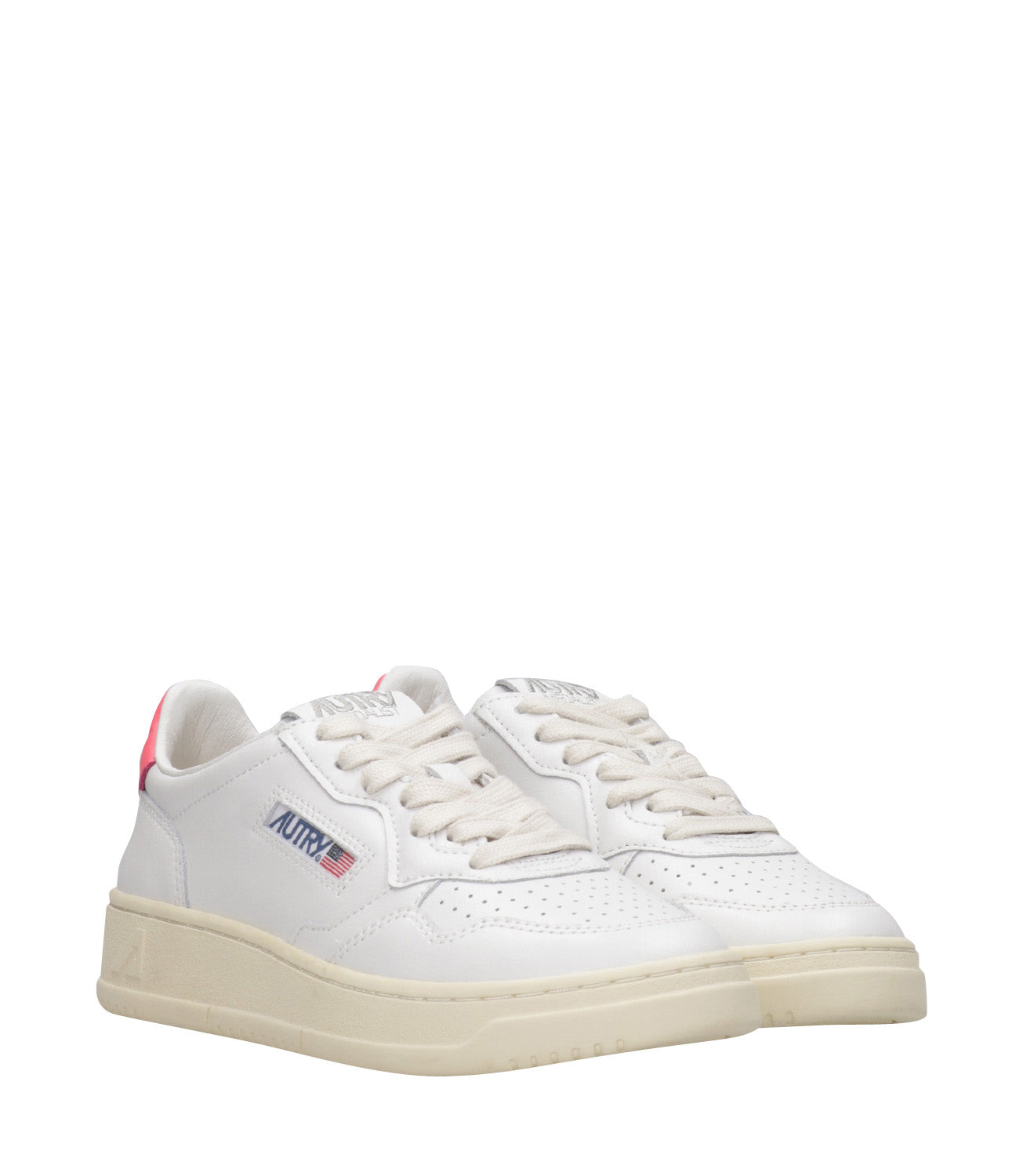 Autry | Medalist Low White and Coral Sneakers