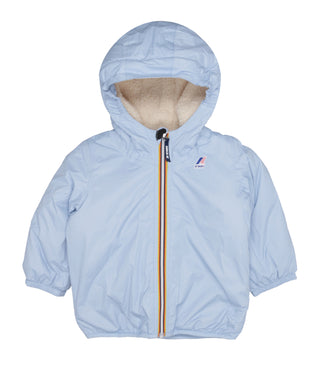 K-Way Kids | E. Le Vrai 3.0 Claudine Teddy Bear Jacket in Light Blue and Ecru