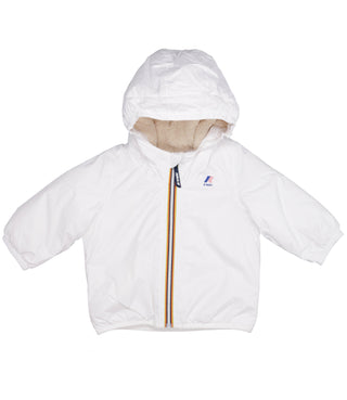 K-Way Kids | E. Le Vrai 3.0 Claudine Teddy Bear Jacket in White and Ecru