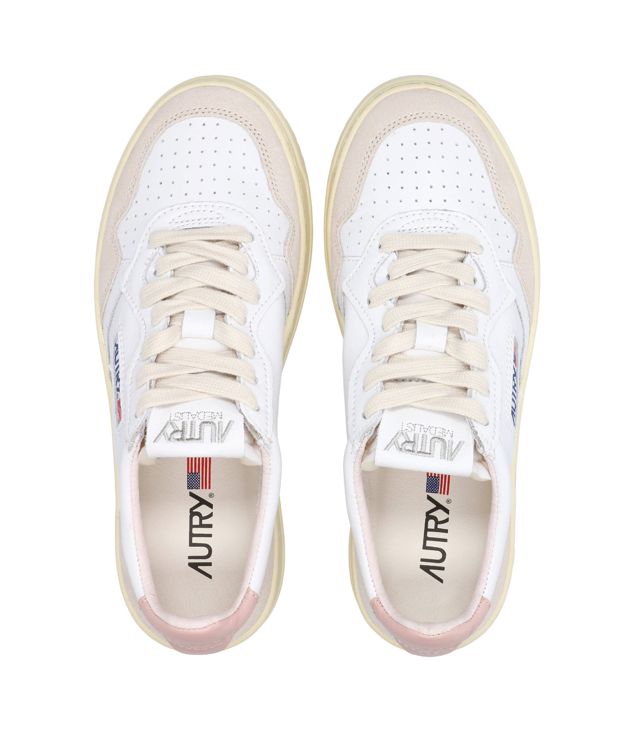 Autry | Medalist Low Wom Lea White and Powder Sneakers