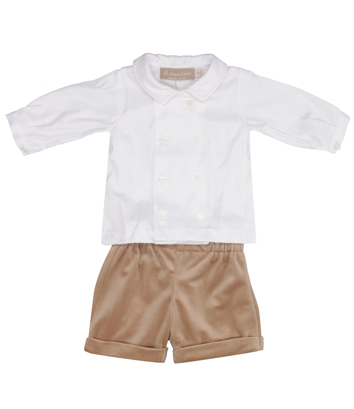 La Stupenderia | Set Camicia Bermuda Bianco Cammello