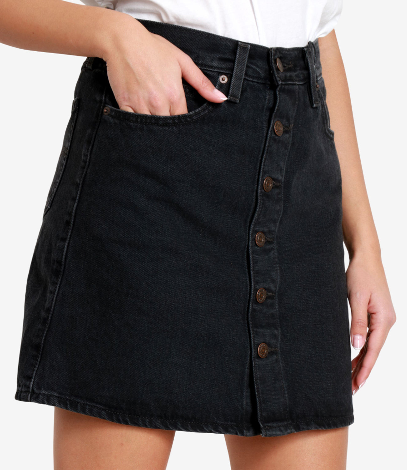 Levis | Gonna Retro Button Front Skirt Denim nero