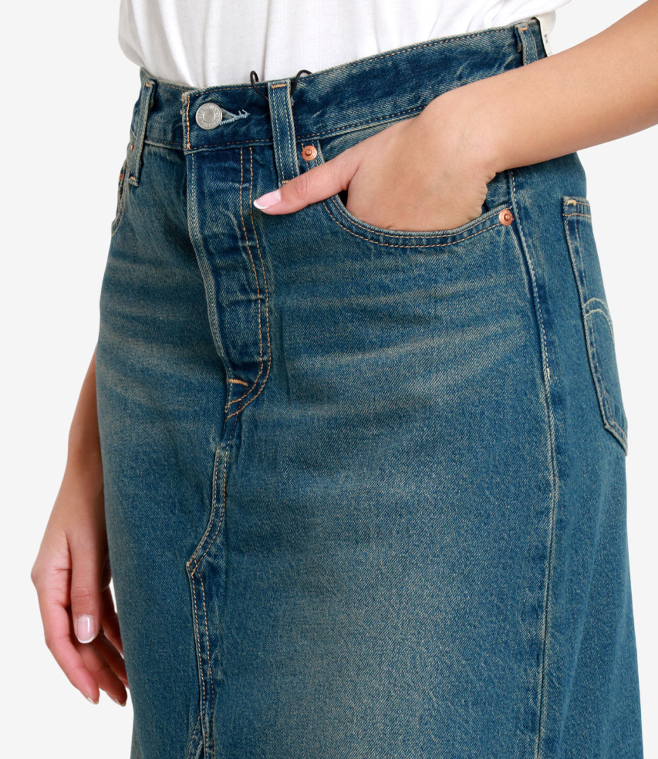 Levis | Gonna Iconic Long Skirt W/Slit Denim medio