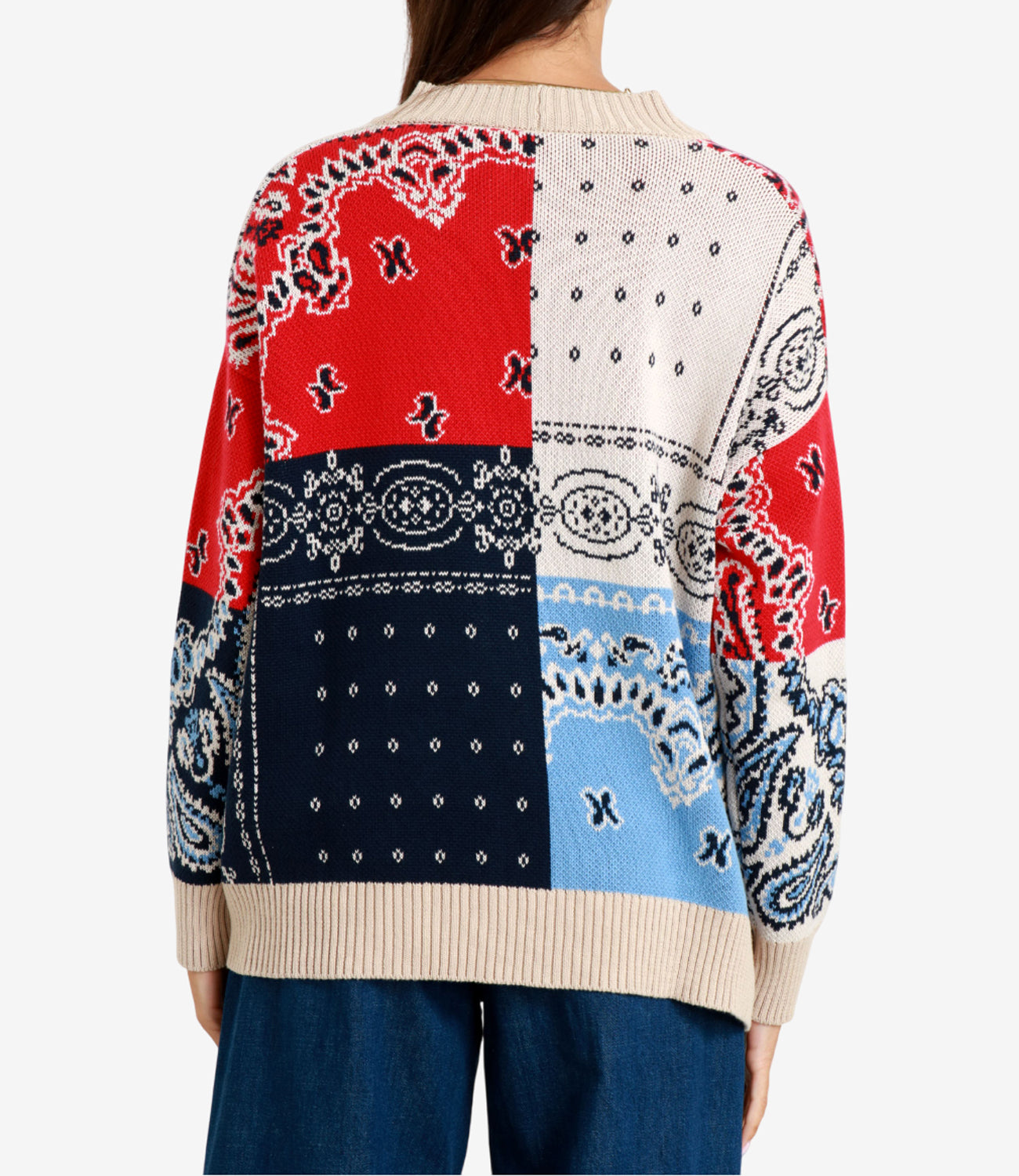 Max Mara Weekend | Cardigan Baobab Beige Rosso e Blu navy