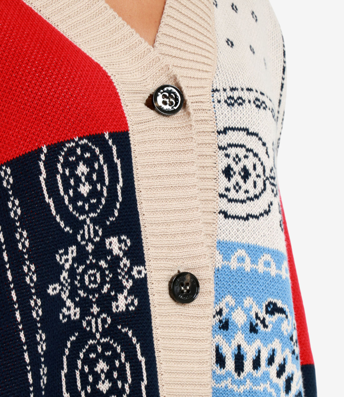 Max Mara Weekend | Cardigan Baobab Beige Rosso e Blu navy