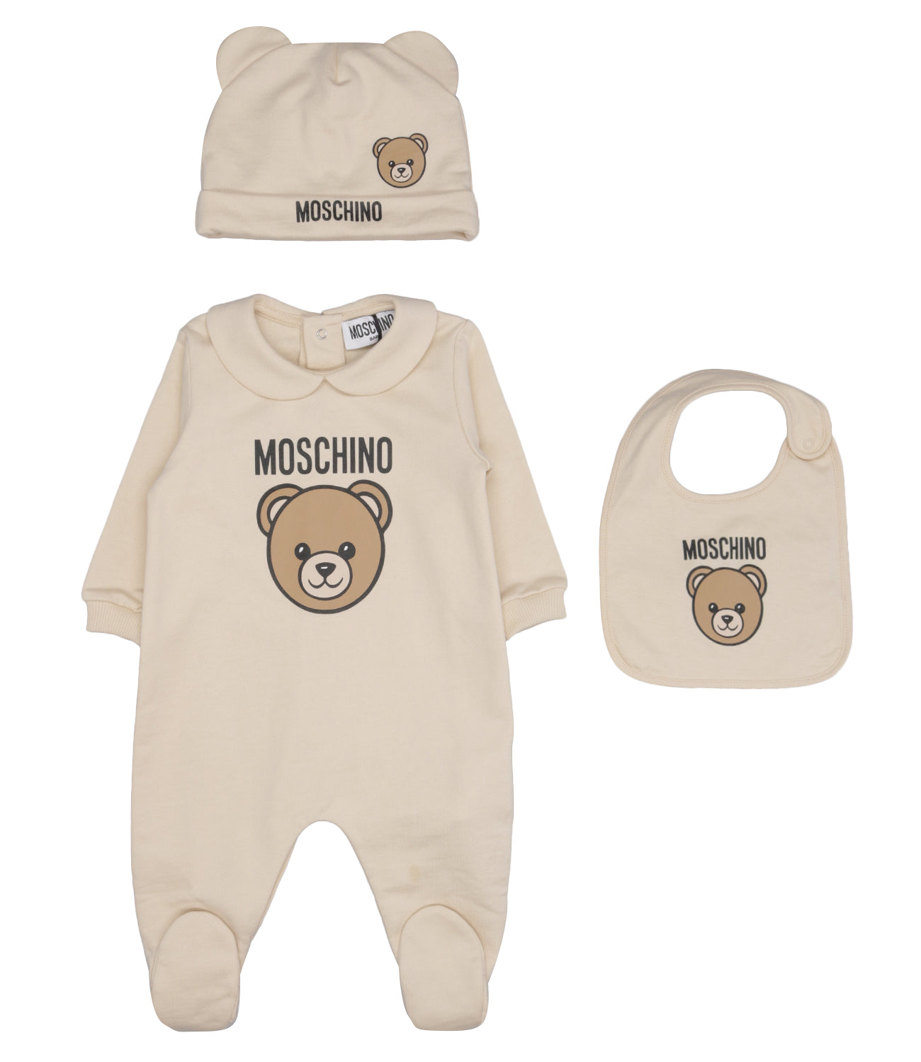 Moschino Baby | Set Tutina Cappello Bavaglino Beige
