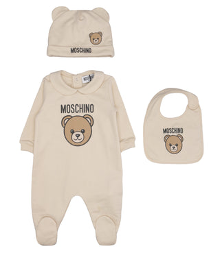 Moschino Baby | Set Tutina Cappello Bavaglino Beige