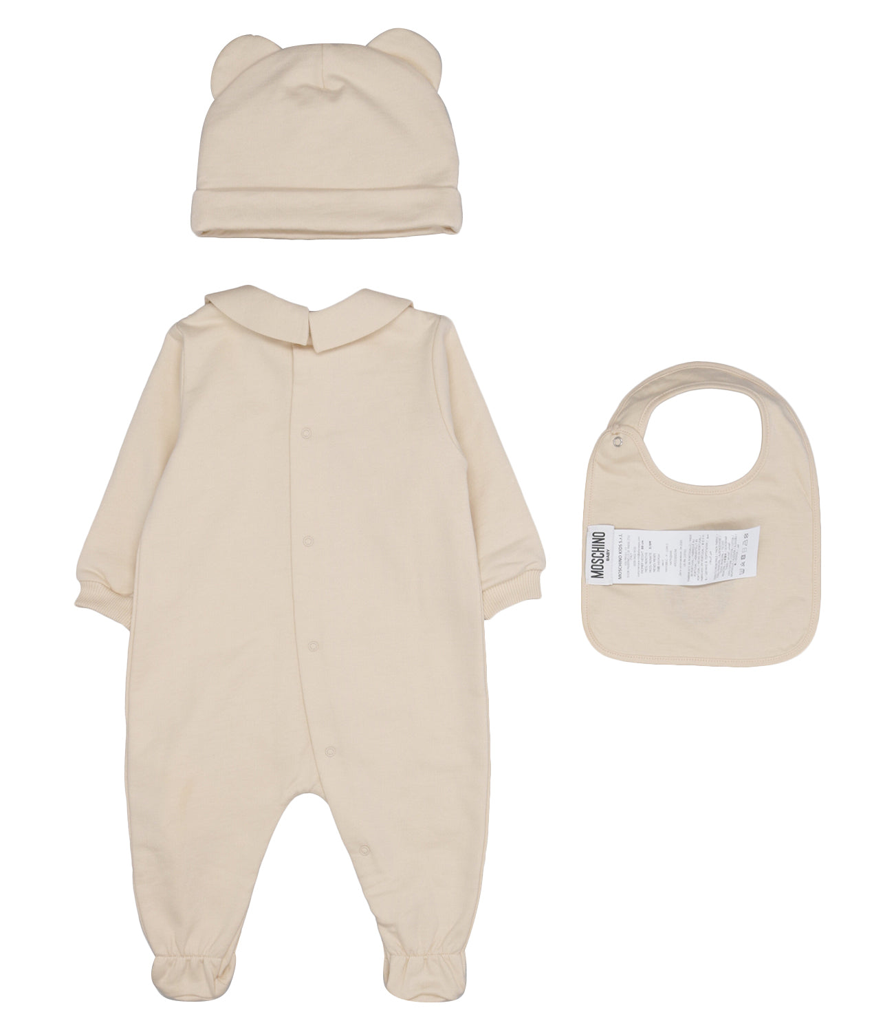 Moschino Baby | Set Tutina Cappello Bavaglino Beige