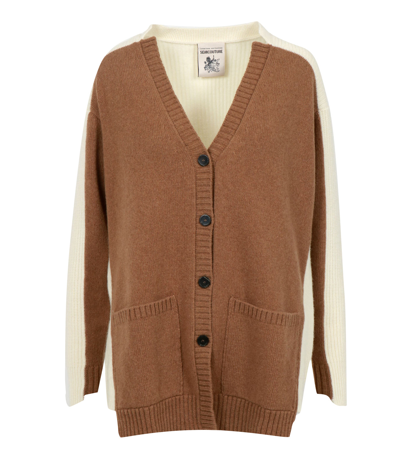 Semicouture | Cardigan Albane Sabbia e Camel