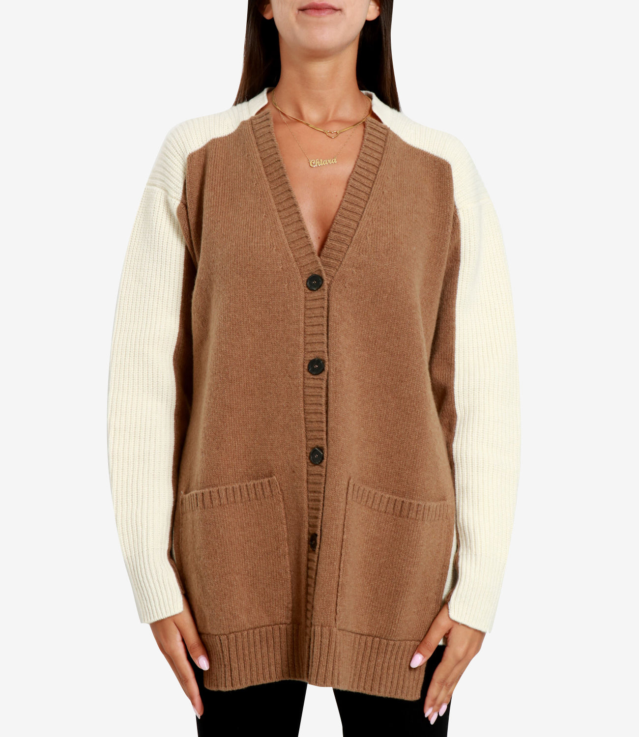 Semicouture | Cardigan Albane Sabbia e Camel
