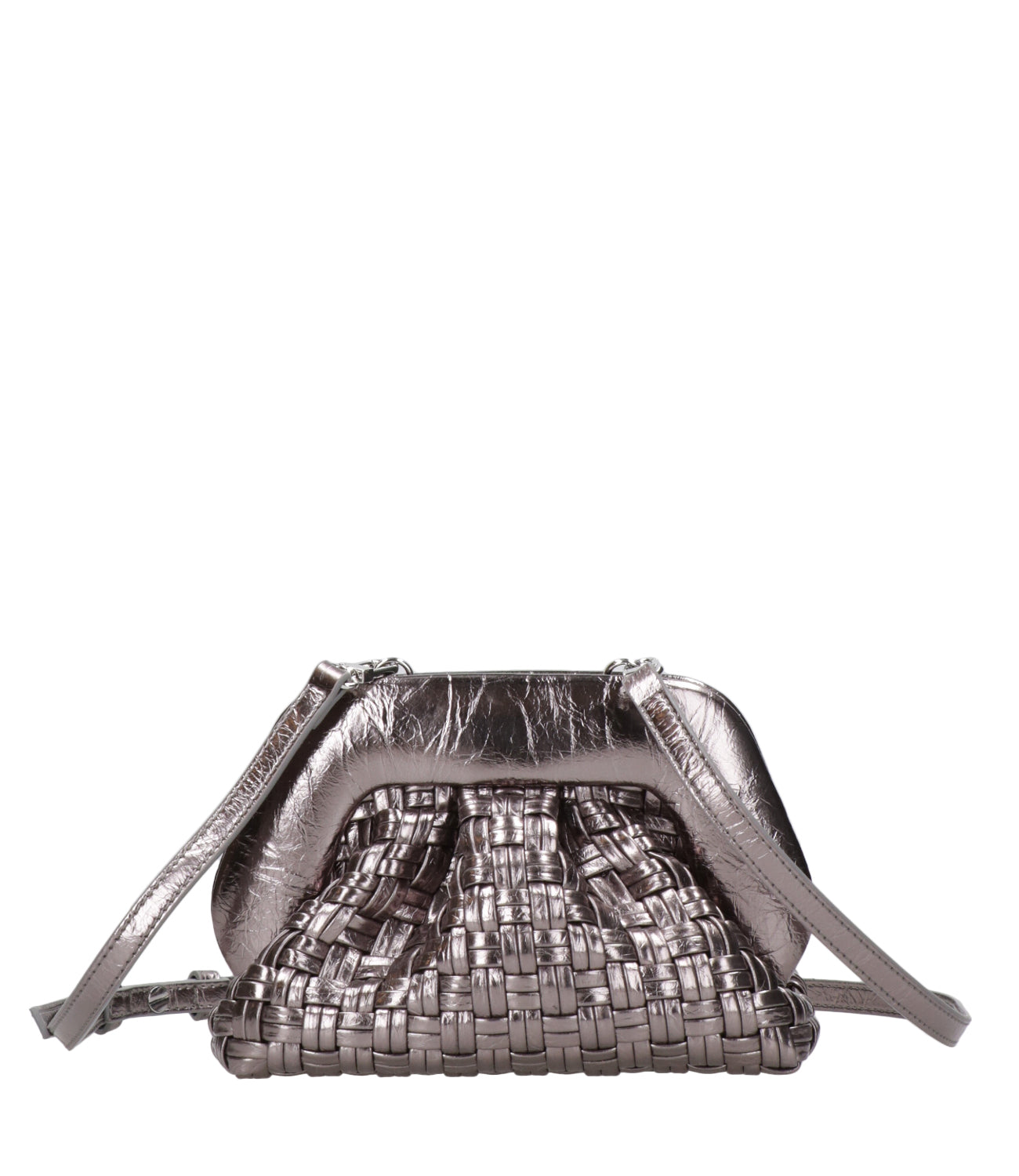 Themoirè | Clutch Gea Microweaved Laminated Argento scuro