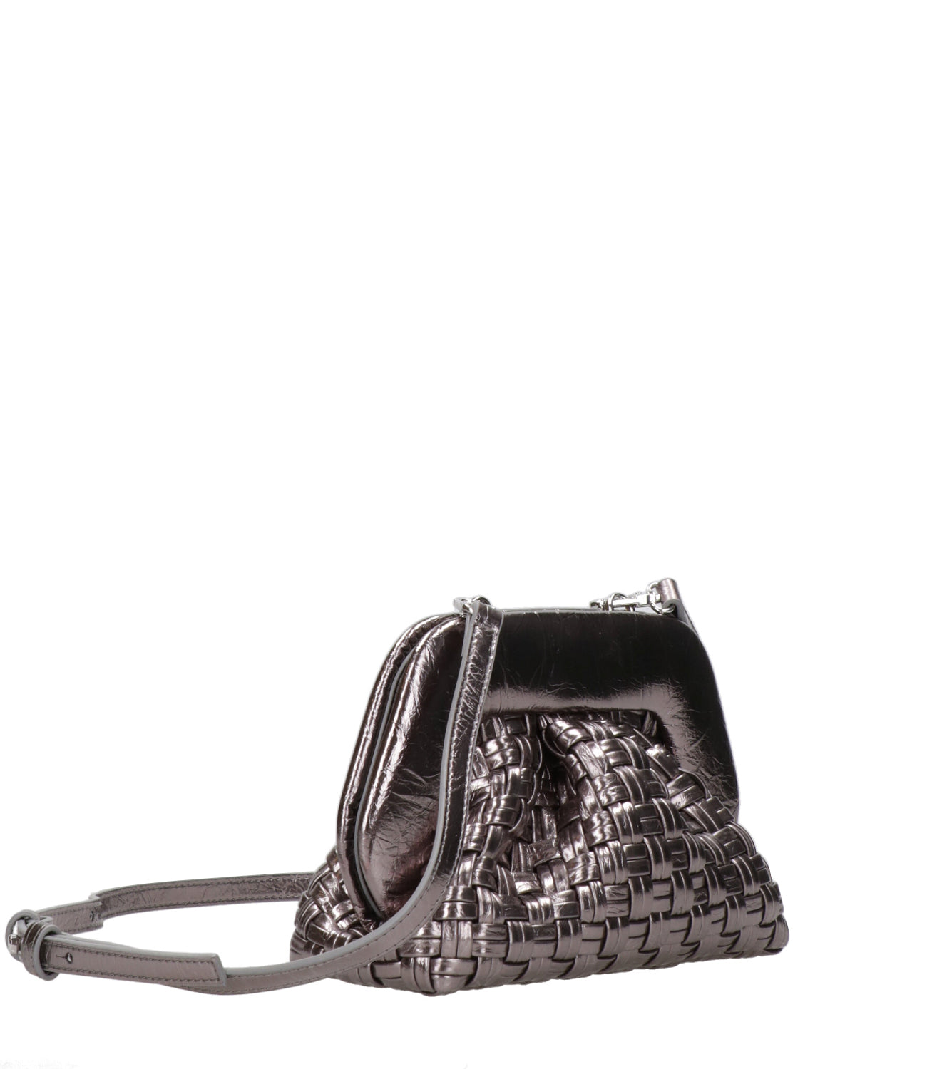 Themoirè | Clutch Gea Microweaved Laminated Argento scuro