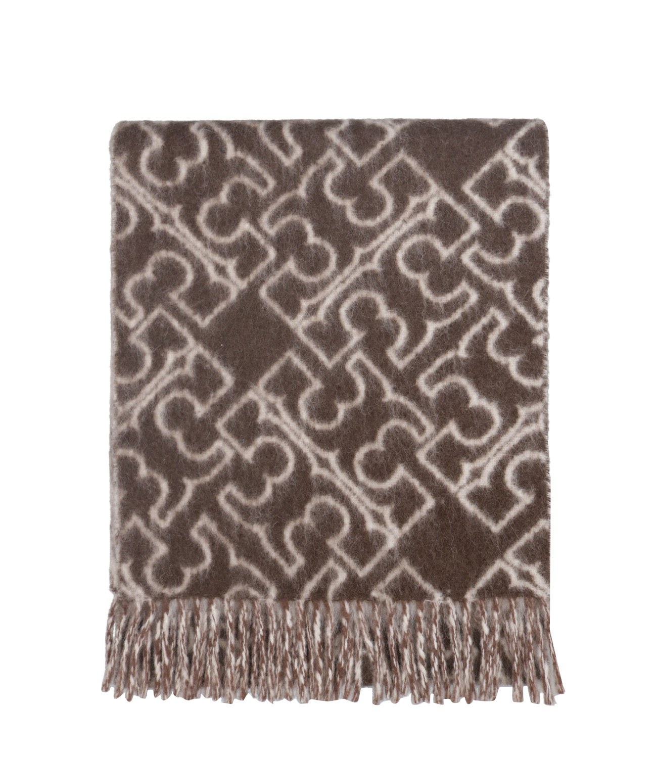Tory Burch | Sciarpa Puzzle Logo Marrone e Avorio