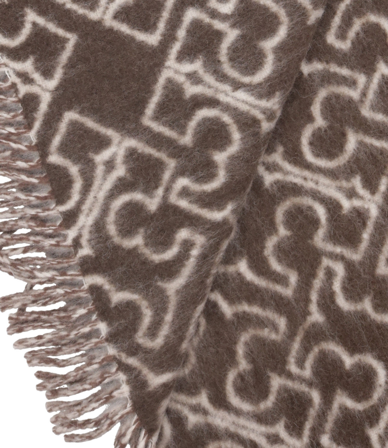 Tory Burch | Sciarpa Puzzle Logo Marrone e Avorio