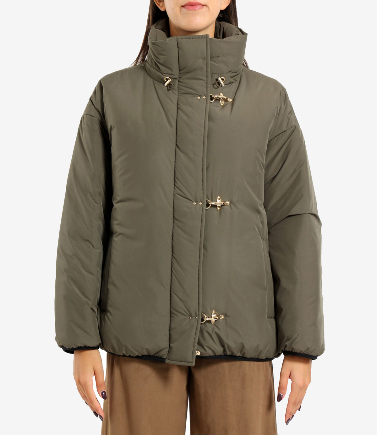 Fay | Bomber Imbottito 3 Ganci Verde Bosco