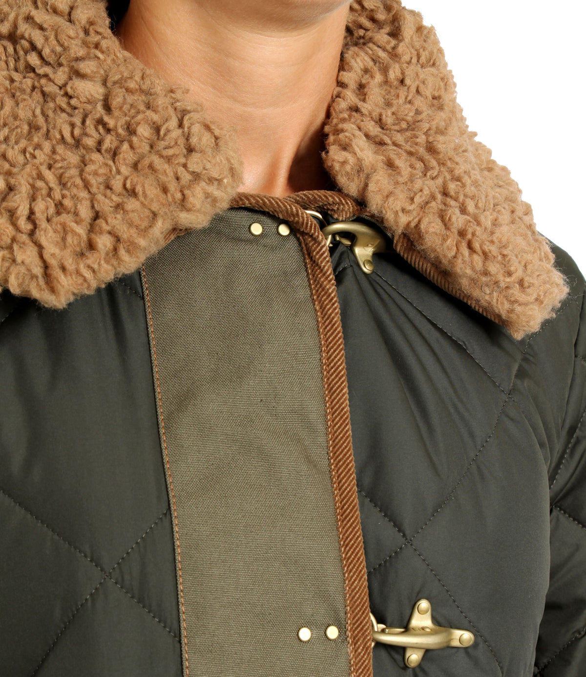 Fay | Giubbotto Mini 3 Ganci Verde Cuoio