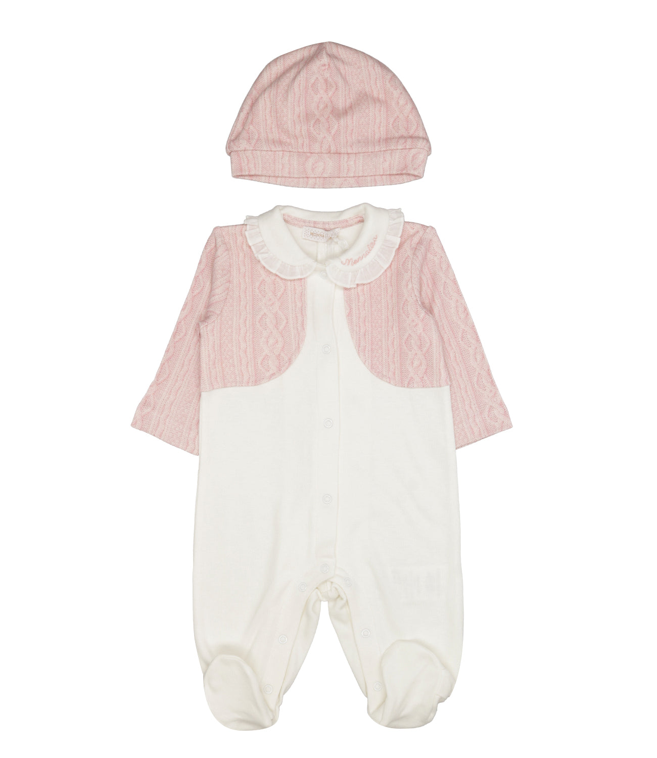 Monnalisa | Set Tutina Cappello Panna Rosa Antico
