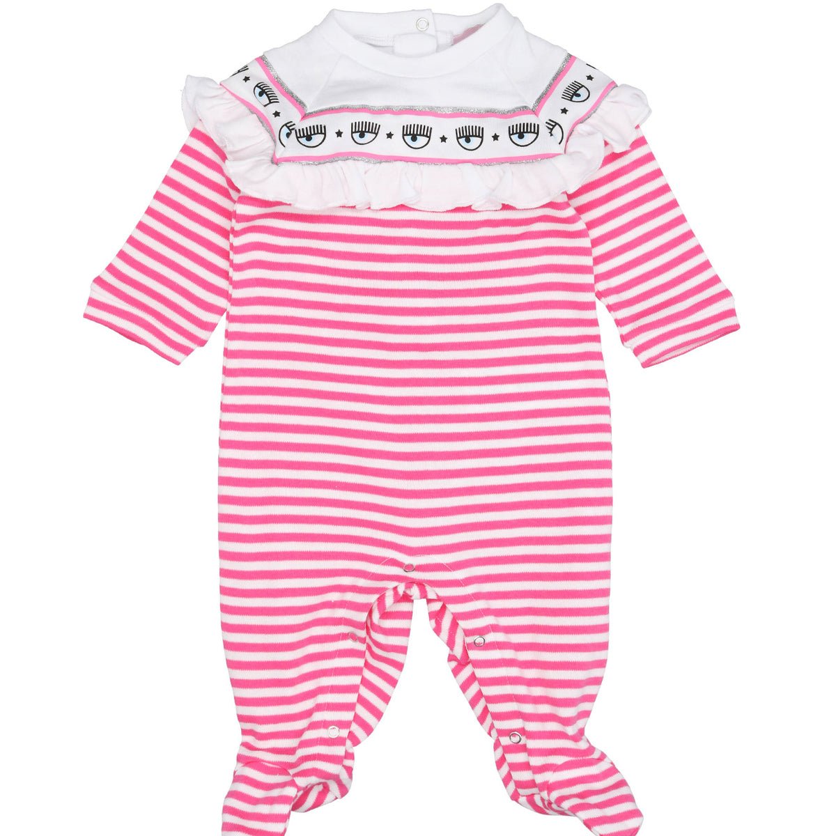 Chiara Ferragni Kids Tutina Logomania Bianca e Rosa