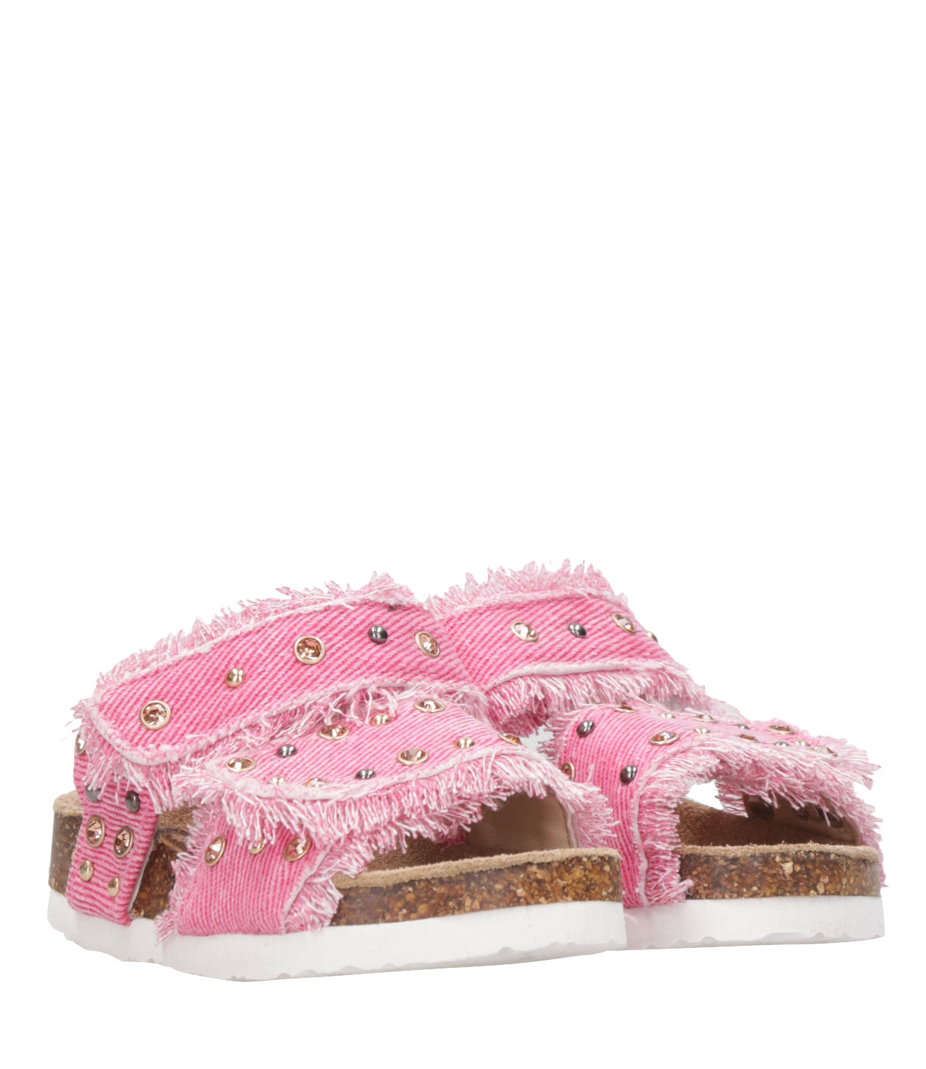 Colors of California Kids | Baby Sandal Denim and Studs Pink Bubble
