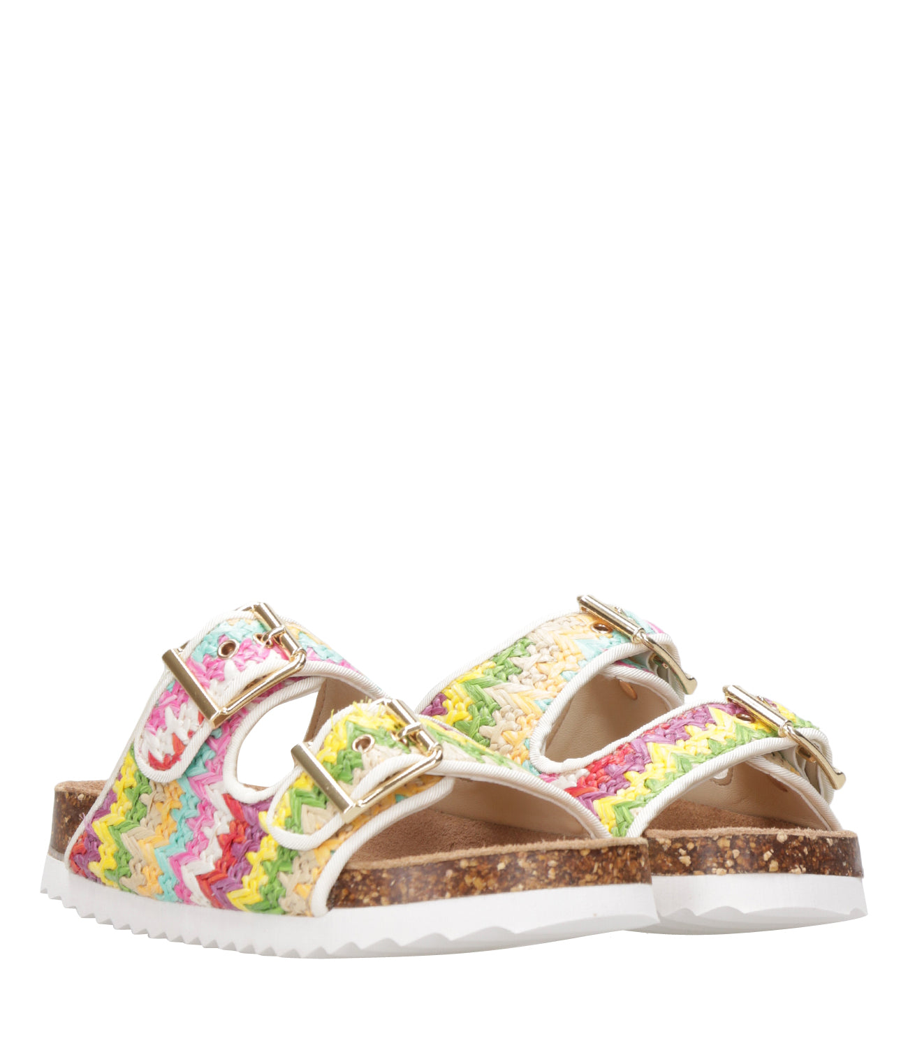 Colors of California Kids | Sandalo Raffia Sandal Two Buckles Multicolor