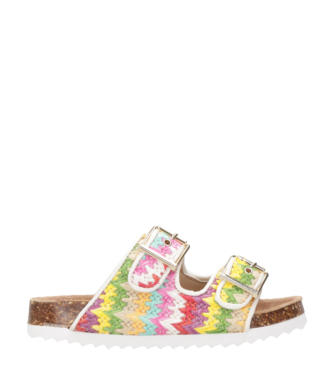 Colors of California Kids | Sandalo Raffia Sandal Two Buckles Multicolor