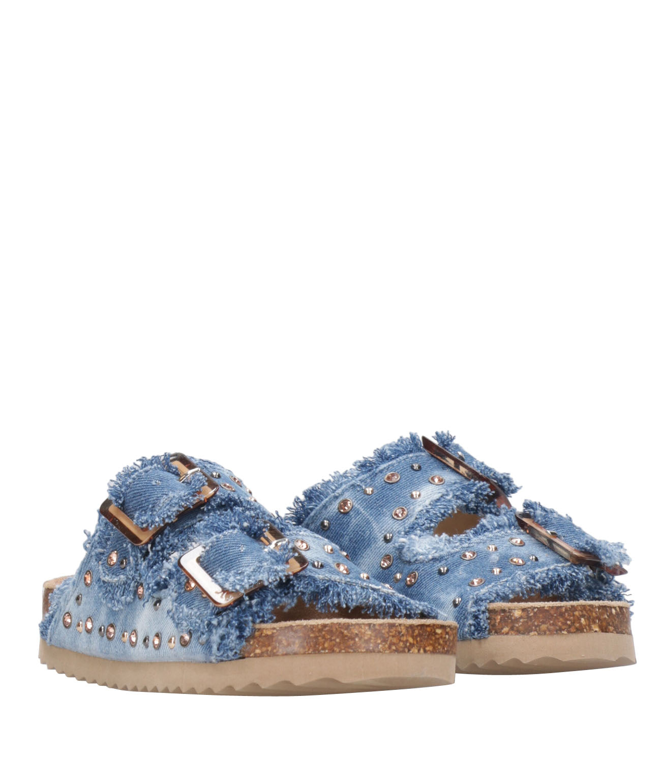Colors of California Kids | Sandalo Denim With Studs Blu Denim