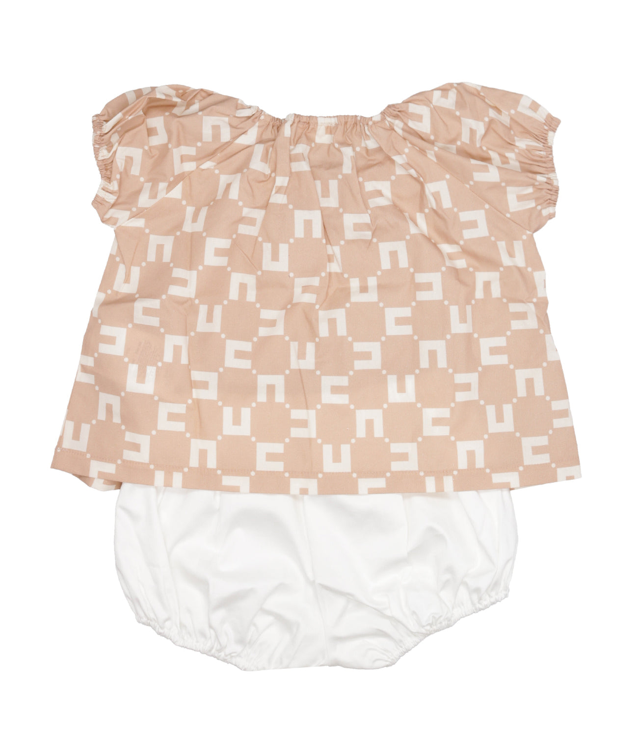 T-Shirt+Bloomers Set Ivory+Nude