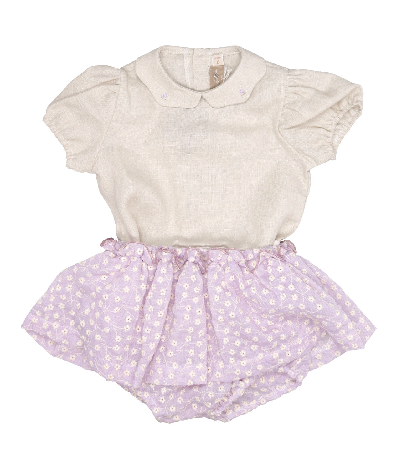 La Stupenderia | Beige and Lilac Sweater and Skirt Set