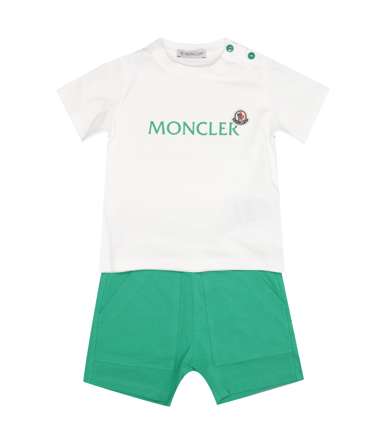 Moncler Junior | Set Maglia e Bermuda Ense Bianco e Verde