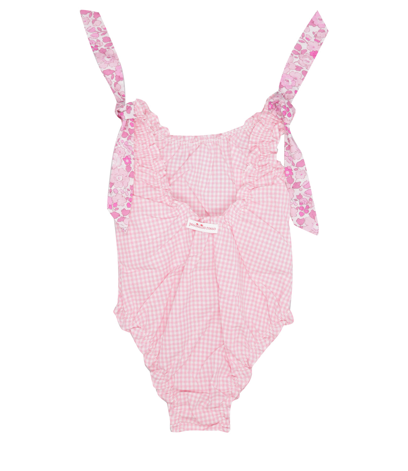 Pesciolino Rosso Kids Beachwear | Costume Intero Rosa e Bianco