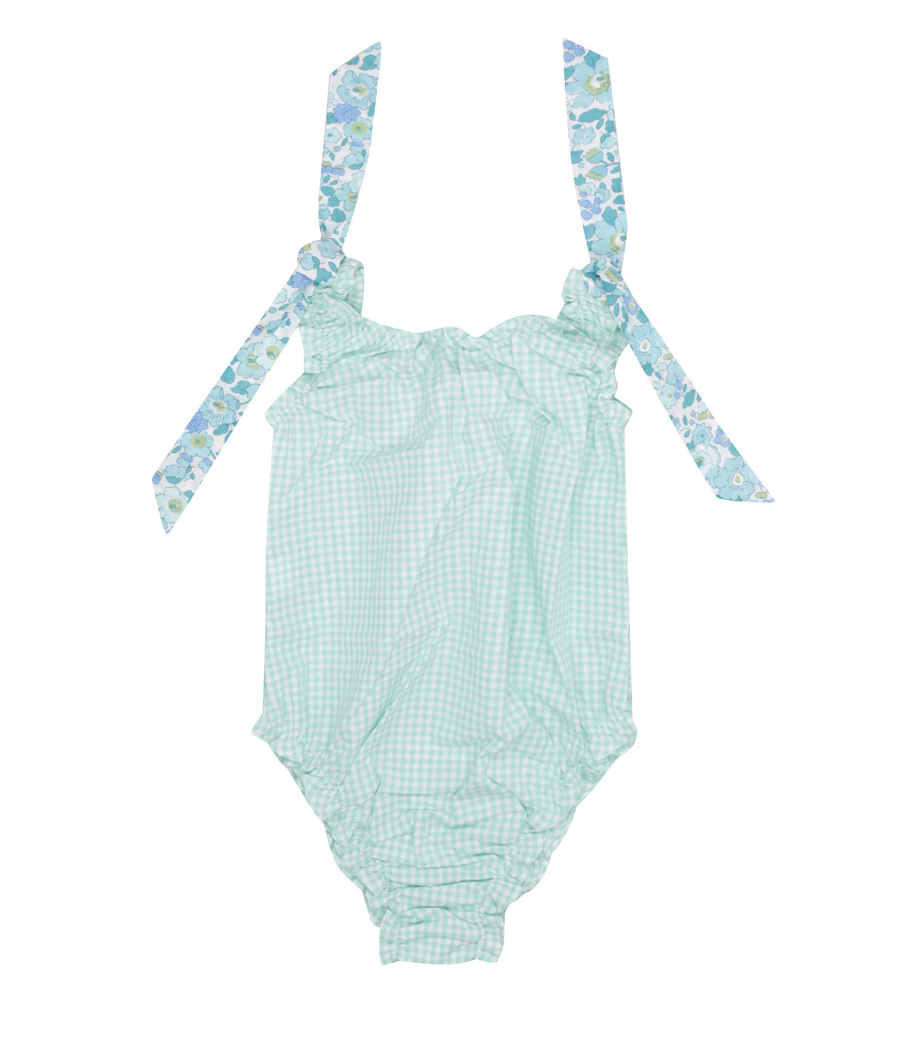 Redfish Kids Beachwear | Green and White One Piece Swimsuit