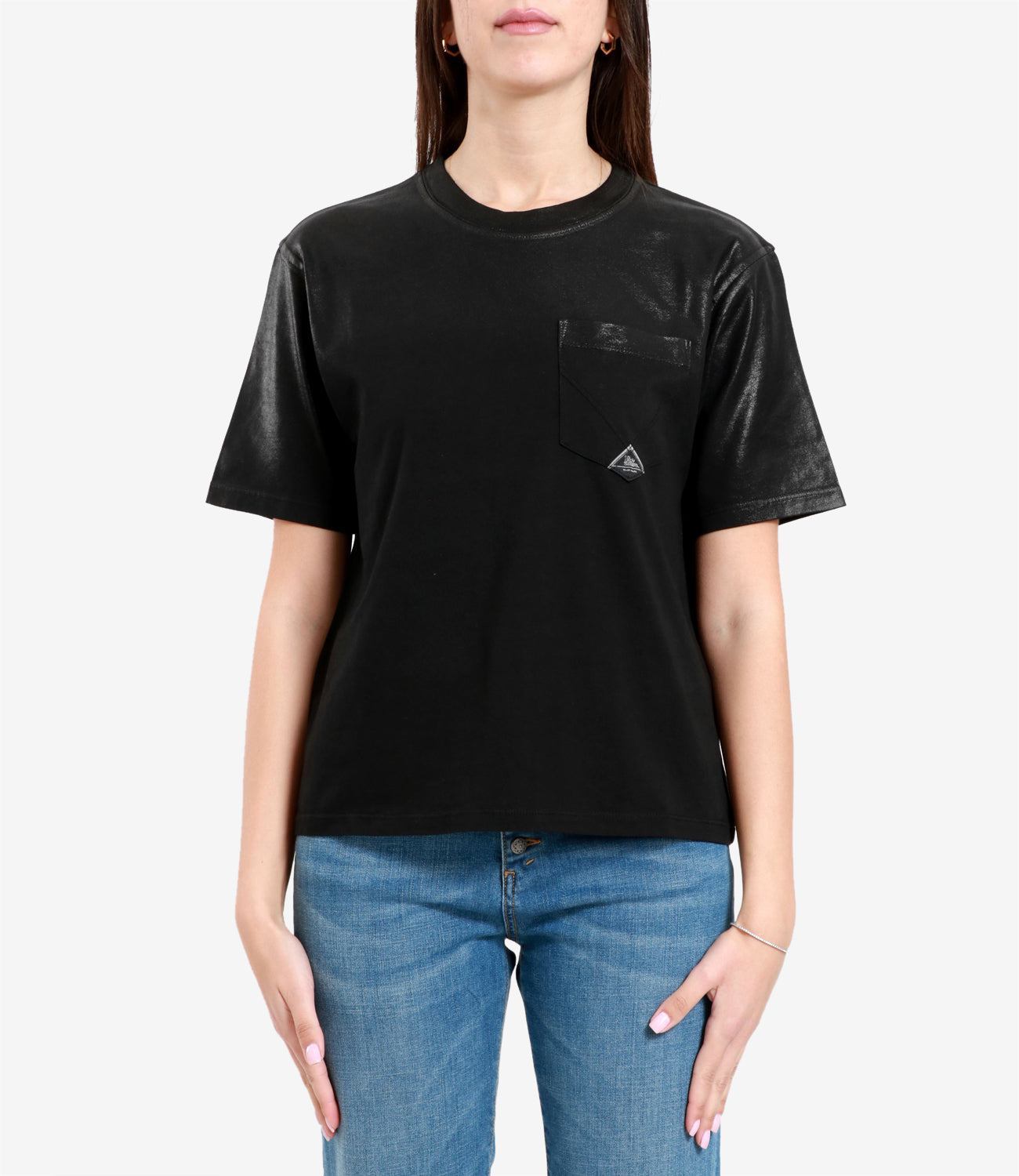 Roy Roger's | Black Lamé Pocket T-Shirt