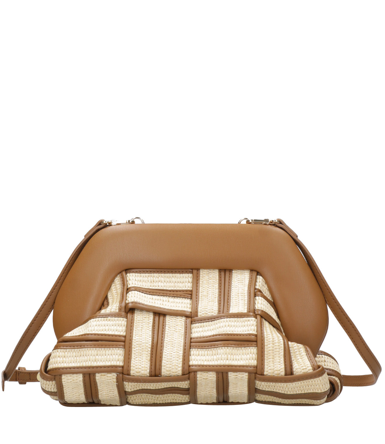 Themoiré | Tia Weaved Straw Bag Beige and Camel