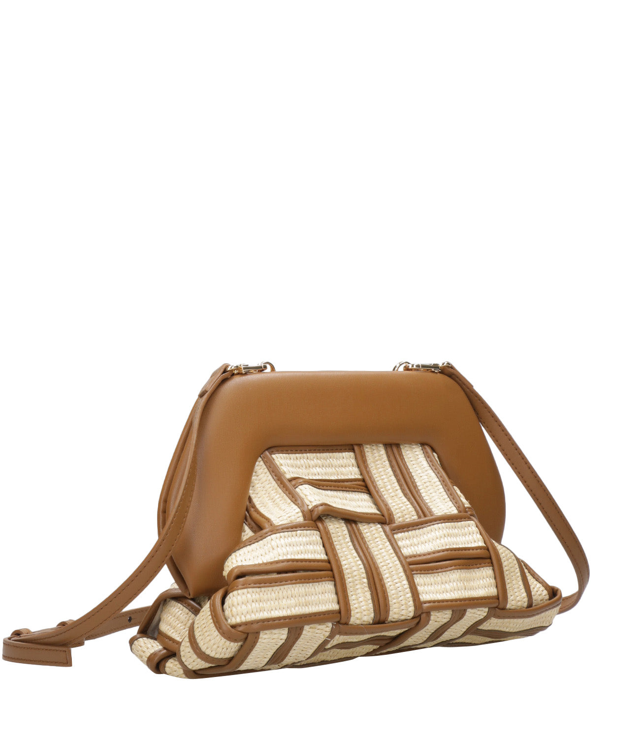Themoiré | Tia Weaved Straw Bag Beige and Camel
