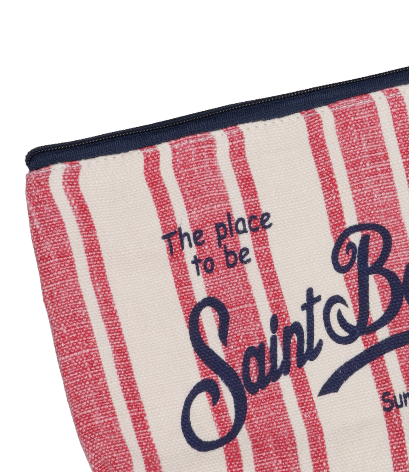 MC2 Saint Barth | Pochette Aline Linen Bianco e Rosso