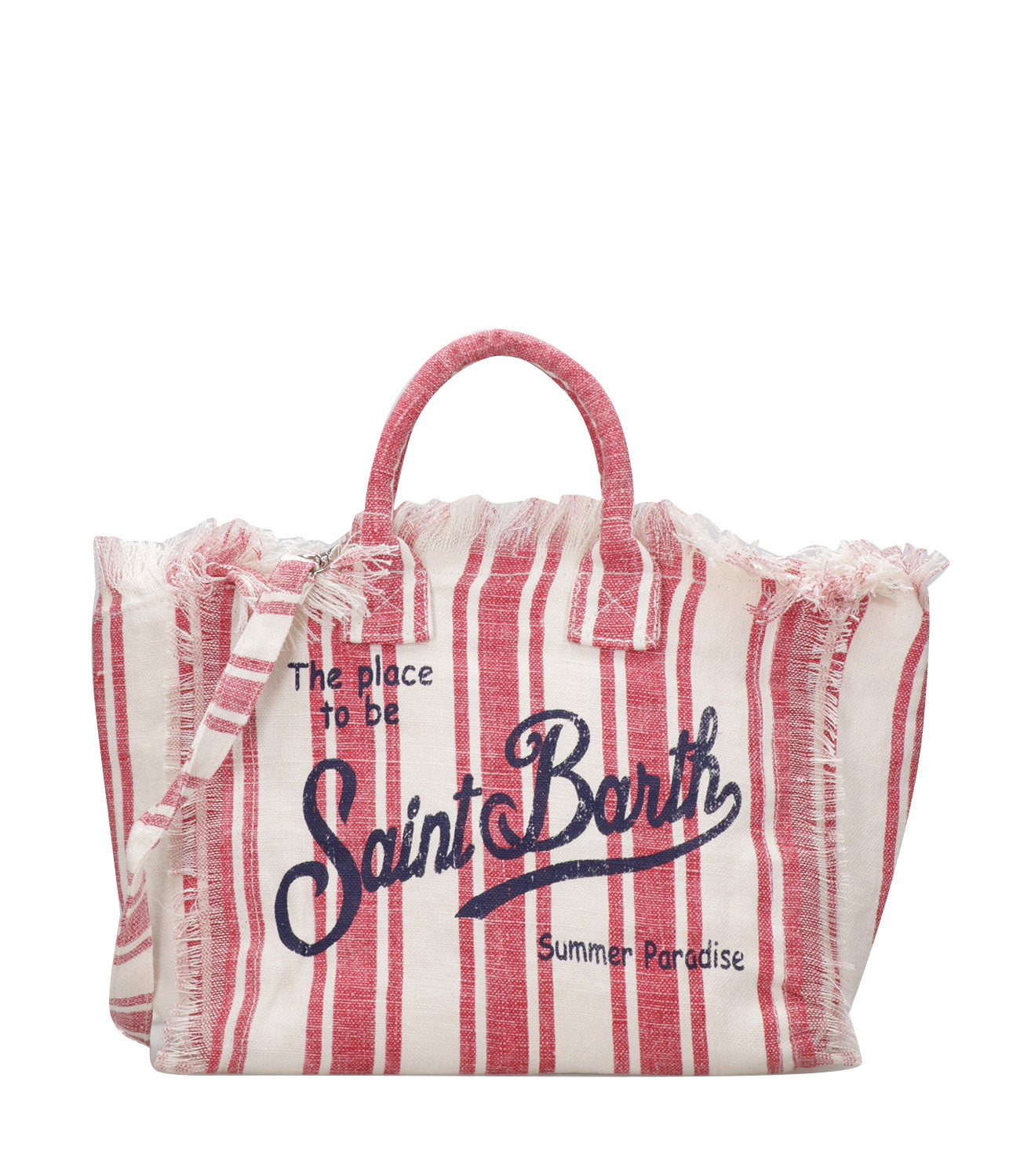 MC2 Saint Barth | Borsa a Mano Colette Linen Beige e Rosso