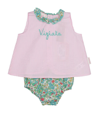 MC2 Saint Barth | Set Abito e Culotte Rosa e Verde
