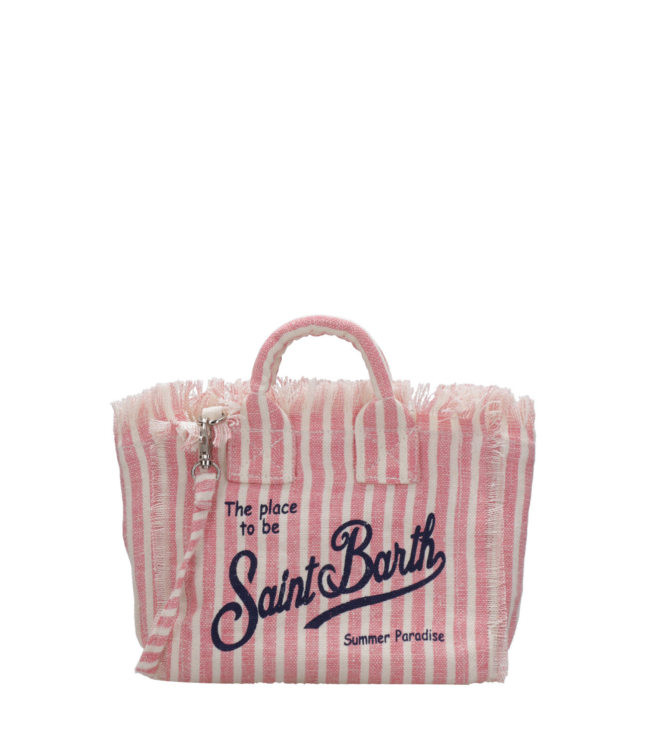 MC2 Saint Barth | Borsa a Mano Vanity Mini Linen Bianco e Rosa