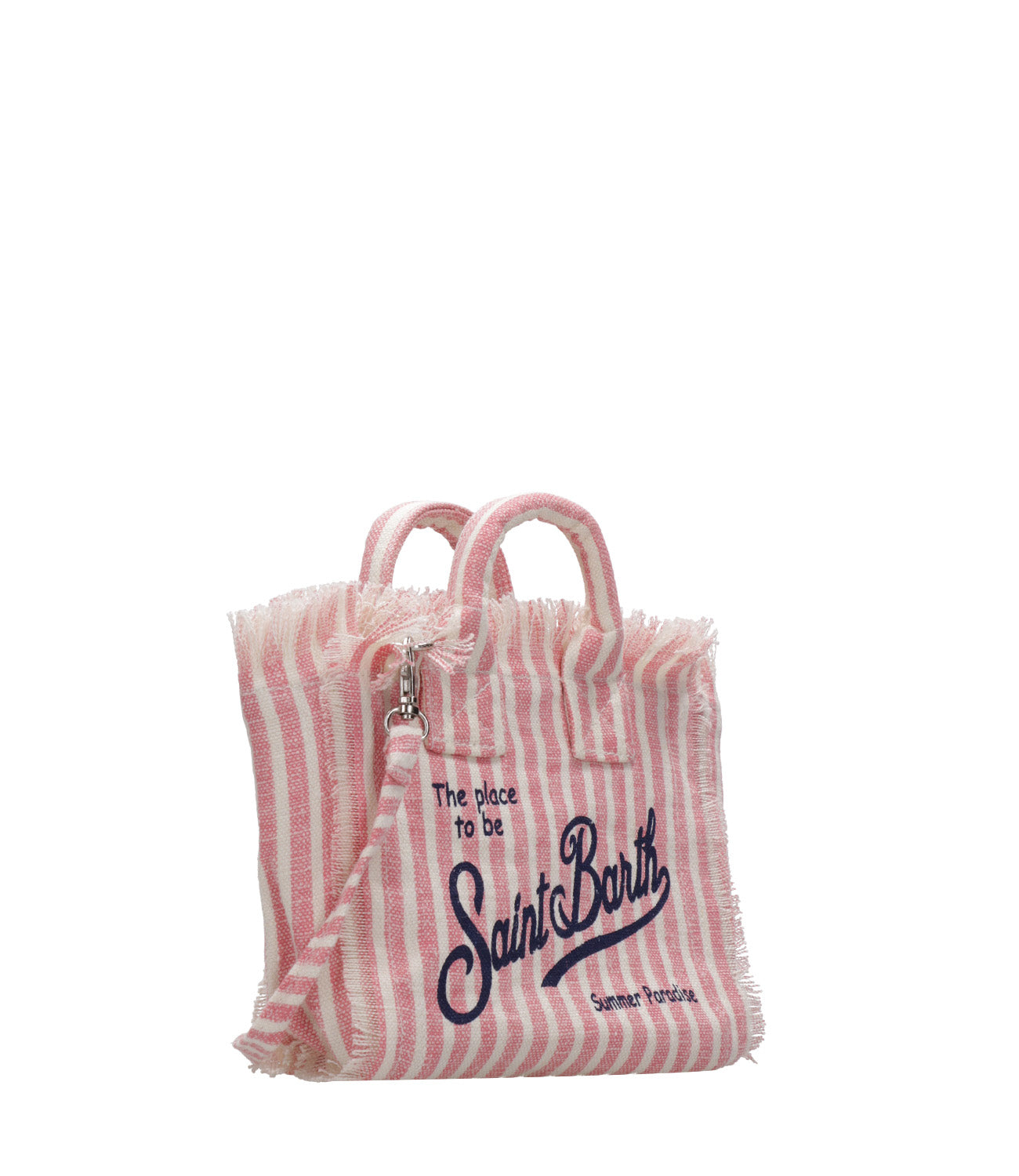 MC2 Saint Barth | Borsa a Mano Vanity Mini Linen Bianco e Rosa
