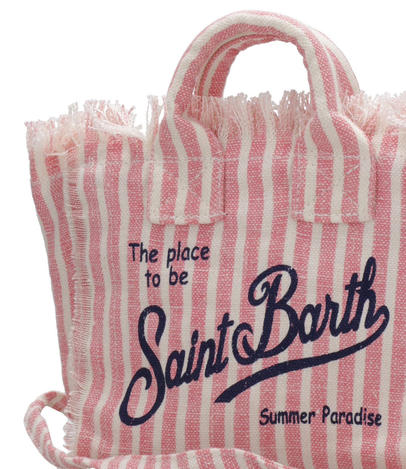 MC2 Saint Barth | Borsa a Mano Vanity Mini Linen Bianco e Rosa