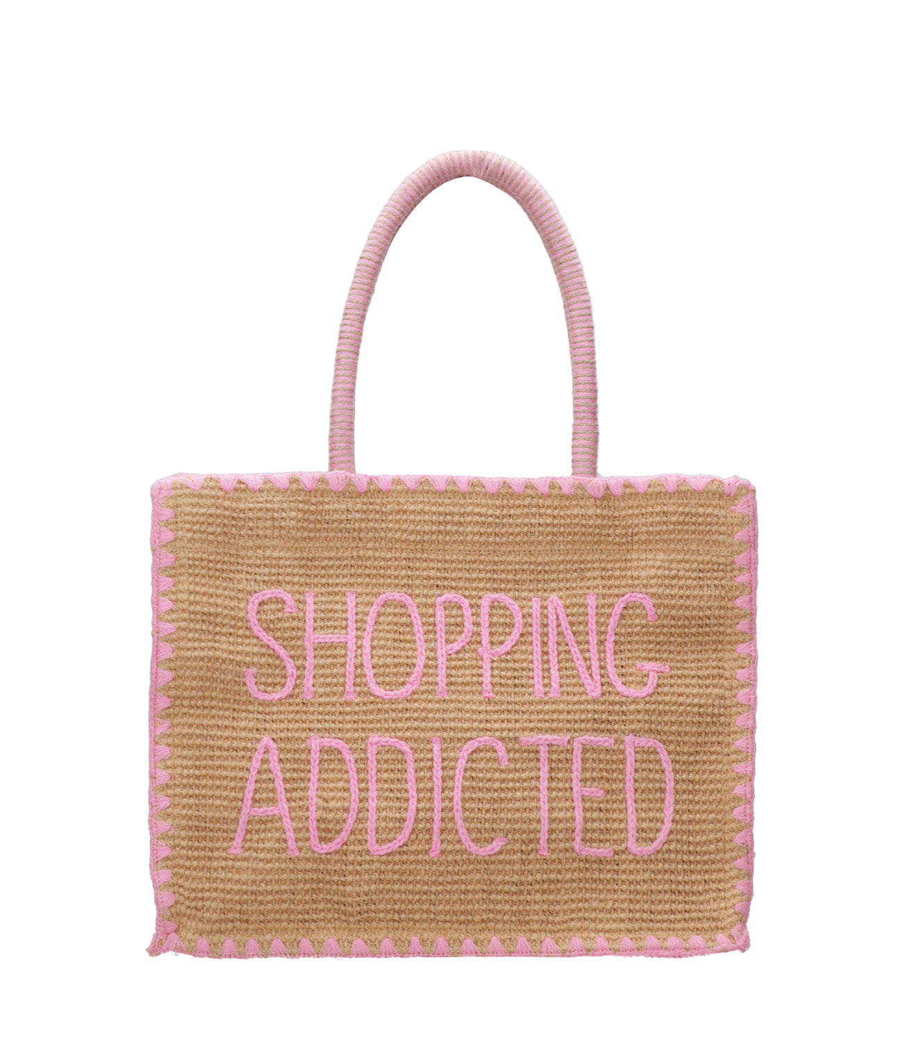 MC2 Saint Barth | Borsa a Spalla Vivian Mid Jute Beige e Rosa